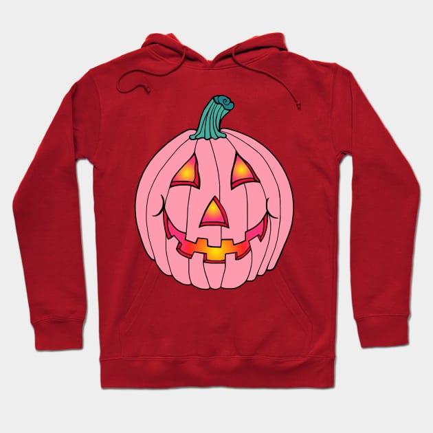 Pink Glowing Jack-O-Lantern Smiling Pumpkin Hoodie by Art by Deborah Camp